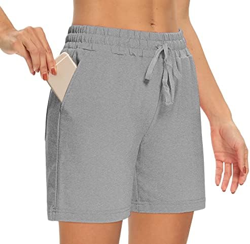 DiBaolong Womens Yoga Shorts soltos shorts de suor confortável PAJAMA BERMUDA SHORT CASual com 3 bolsos