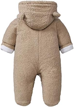 Cor de escravidão fofo bebê newatcon meninas meninos urso bodysuit de inverno lã quente lã de macacão com capuz