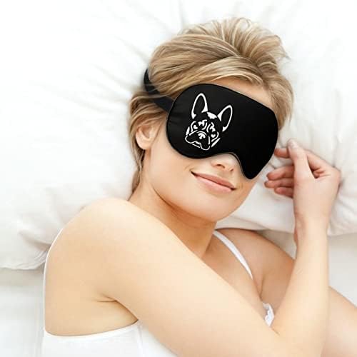 Bulldog francês dormindo cegos máscara de olho fofo capa noturna engraçada com alça ajustável para mulheres homens