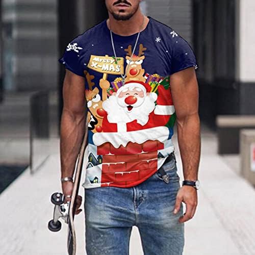 XXBR Soldado de Natal T-shirts de manga curta para homens, Natal Santa Papai Noel Print Crewneck Tee Tops Camiseta casual para
