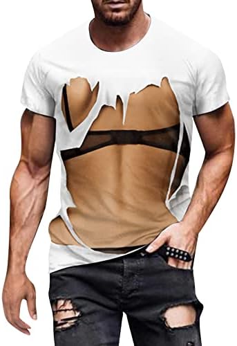 2023 Novos homens da primavera e verão Personalidade muscular Músculos abdominais 3D Camiseta de impressão digital com