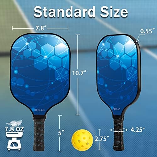 Conjunto de remos de pickleball de keglad, conjunto de pickleball de grafite de 2, remos leves de pickleball com 4 bolas de pickleball