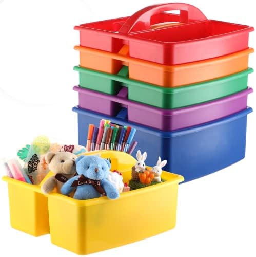 Battipaw 6pcs Organizador de caddy em sala de aula, armazenamento de caddy de plástico com alça, organizador de suprimentos escolares para professores de arte do jardim de infância escolar