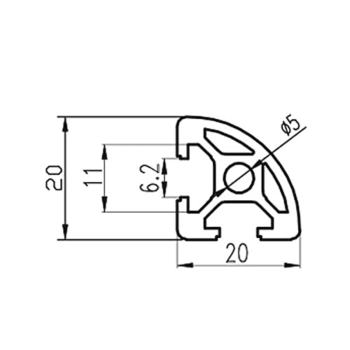 KDAFA 500mm Comprimento 2020R Frame de extrusão de perfis de alumínio para CNC