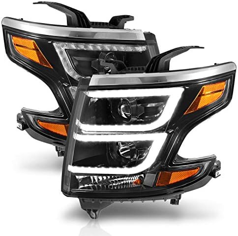 Amerilite para 2015-2020 Chevy Tahoe Suburban Crystal LED DRL Projector Black Heartlight - Lado do passageiro e do