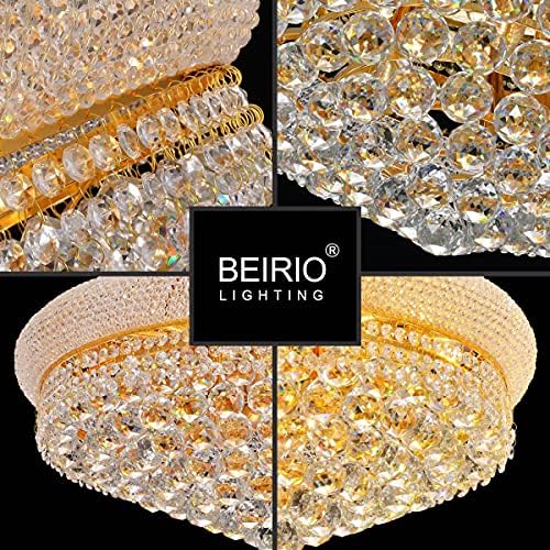 Beirio 11-Lights Golden Acabamento Classic Empire Style K9 Crystal Chanderlier Luz de teto para sala de jantar Room