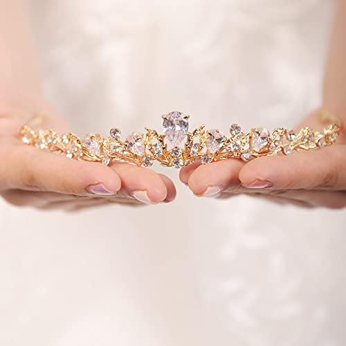 Wekicici Princesa Tiara Gold Queen Crown for Girls Wedding Wedding Bandpieces para concurso de aniversário Fantas de Halloween Faculdade de Festas de Promoção para Mulheres