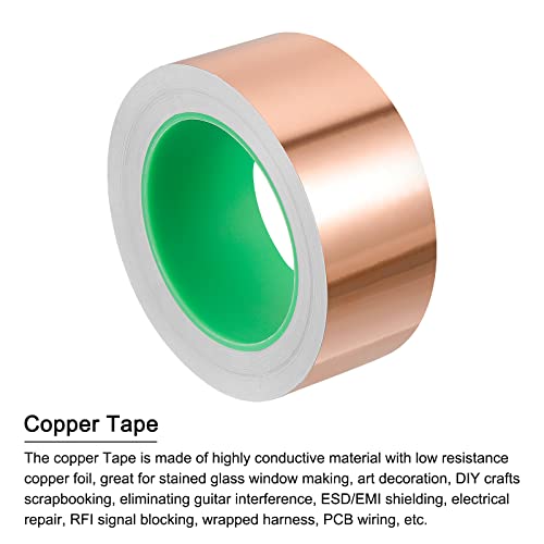 Fita de cobre Patikil 1,77 polegada x 21 jardas 0,05 Fita de cobre de espessura Fita de folha de dupla face Diretiva