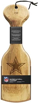 Limpador de churrasqueira na NFL BBQ - Natural Acacia Wood Raspper Cleaner - Seguro para usar raspador de pincel de grelha