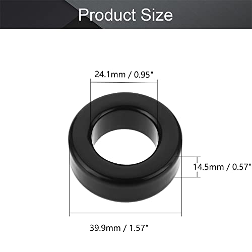 Bettomshin 1pcs Toroid Core Ferrite Tarrite Indutor Indutor Ferrite Ring 24.1x39.9x14.5mm ， preto