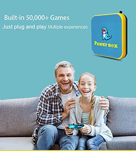 Consolee de videogame NC Pawky Box com mais de 50.000 jogos, console doméstico, 2 controladores, suporta NES/Neogeo/DC/N64/PS1/PSP, Wifi/LAN, Melhor presente para crianças 64G-Saphiregreen, azul, amarelo, verde