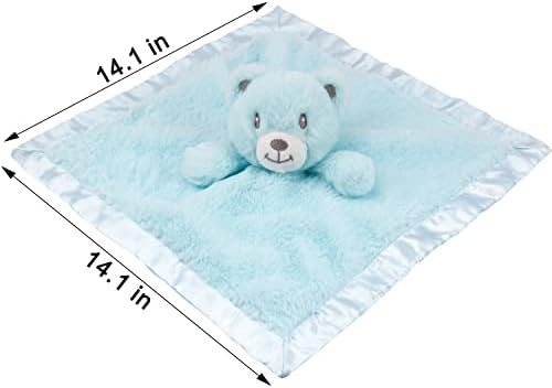 Cobertor de segurança beilimu bebê urso + manta de bebê em barra de xadrez 3D para meninos meninas azul 30 x 40 polegadas