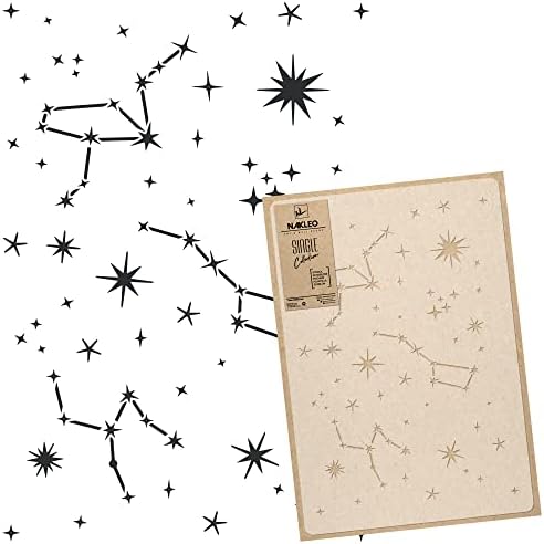 Estêncil de parede de plástico reutilizável nakleo - 59x95cm / 23 x 37 - Constellation Night Sky - Pattern de papel de parede grande modelo de arte de arte Diy - Tela