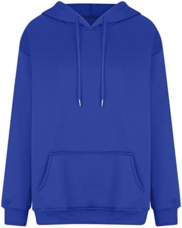 Capuzes casuais femininos de manga longa Tops de pullover de cordão solto solto solto com capuz com capuz com bolso com bolso