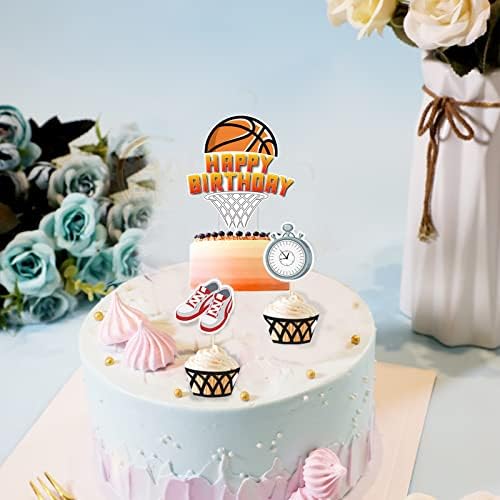 12 PCS Bolo de basquete Topper Basketball Birthday Party Party Decorating Kit Sports Sports Cake Hat Hat Basketball Party