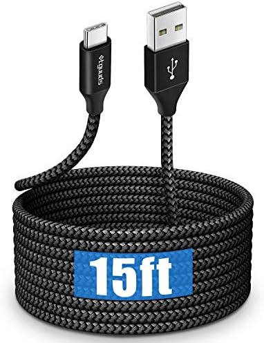 Etguuds Long USB C Cable 15 pés, USB 2.0 para USB Tipo C Tipo C Carregamento rápido Cabo de carregamento trançado de nylon compatível com Samsung Galaxy Note, LG, Moto, Google, Sony, Switch, Câmera e outro dispositivo USB-C