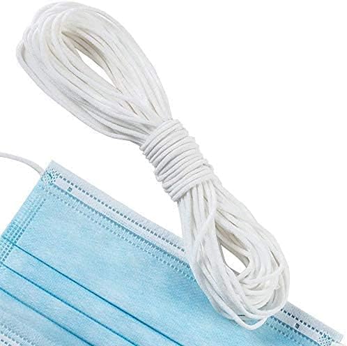 Cordão elástico branco de 25 jardas para máscaras, elástico de 1/8 de polegada para máscaras de costura e projetos de artesanato