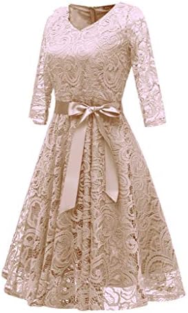 Andongnywell Women Floral Lace Vintage Vestido de Cocktail Swing Dress Dress Switch Dress Dress