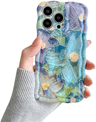 Kurhero para iPhone Caso fofo Borda de onda transparente Borda de pintura a óleo bonita Padrão