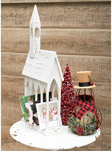 Gallerie II Holdador de cartas de igreja da igreja Decoração de decoração de casa angustiada de madeira para Natal
