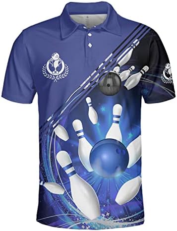 Camisa de pólo de boliche tribal Pigo para homens, camisas de boliche de manga curta para equipe, boliche de camisa