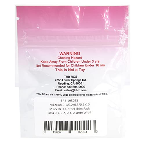 TRB RC M12X18MM DIA. Pacote de calço de aço 10ea 0,1, 0,2, 0,3, largura de 0,5 mm