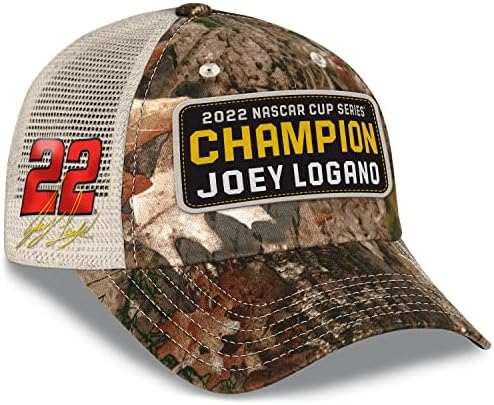 Bandeira quadriculada Sports Joey Logano Truetimber Camo 2022 Campeonato Patch Nascar Mesh Hat