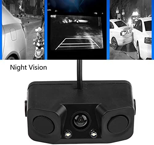 QIILU 3 em 1 Câmera de backup de carro Revertendo a câmera traseira de vídeo com detector de sistema de radar de backup