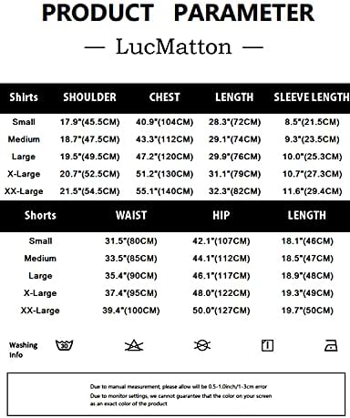 Lucmatton Men's Summer 2 peças Conjunto de linho de algodão casual roupas de férias impressas com bolsos