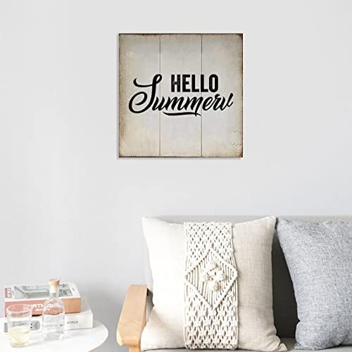 Presentes de encorajamento do sinal de madeira Hello Hello Summer Vintage Wood Grain Wall Art Placa Signing Sign para casa Mesa de