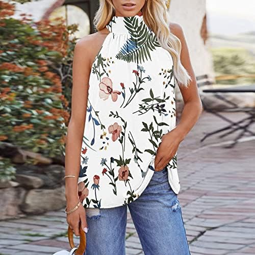 Ladies algodão Halter floral Halter Floral Sexy Camisole Tank Beach Lounge Blouse Color