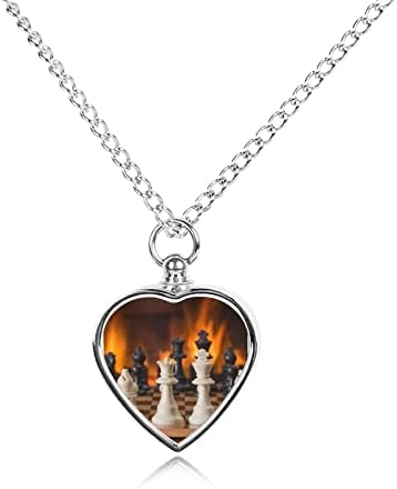 Chess On Fire Memorial Feminino em forma de coração Jóias de pingente de pingente de pingente para cinzas de gato de cães para animais