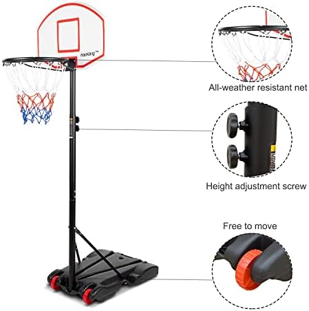 Haokang Portable Basketball Hoop WTIH Altura ajustável 28 Sistema de permanente livre de retaguarda com rodas para crianças adolescentes