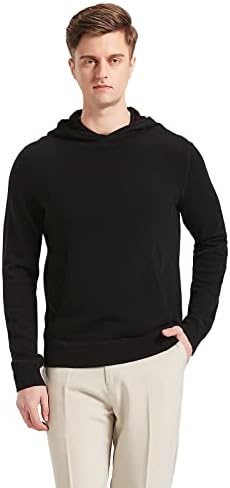 Camisola de caxemira de Greenmount para homens com capuz de base longa com suéter de pulôver longa com bolso