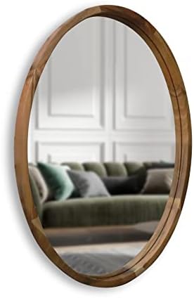 Svichado Luxury Wood Oval Mirror Evolução Slim Walnut Natural, tamanho 23,6 x 31,5 polegadas