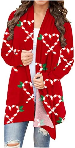 Cardigan suéteres para mulheres fofas front lindas christmas cardiagn