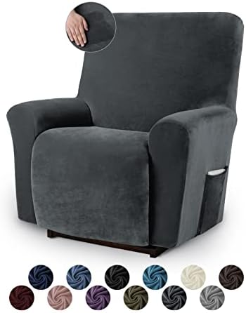Asnomy Reclinner Chaves Capas de cadeira preguiçosa reclinável reclinável com bolsos protetora de móveis de mobília de veludo de veludo