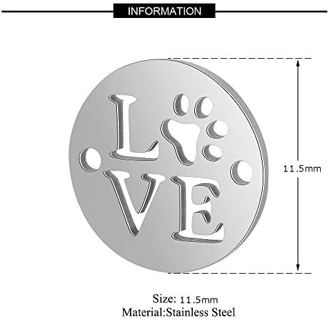 LIQUNSWEET 10 PCS Links de aço inoxidável Conectores Corte laser redonda plana com cachorro Puppy Cat Urration Print