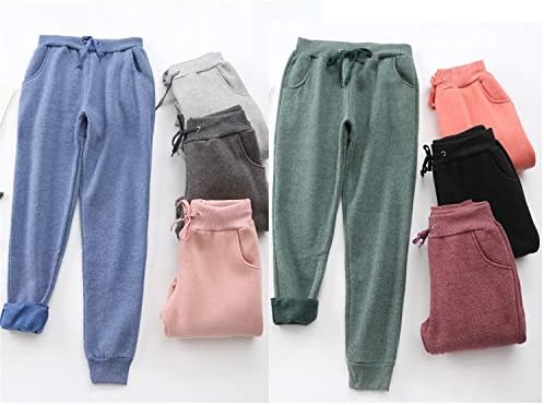 Andongnywell feminino sherpa quente ladedspantes de moletom atlético Pontas de lã de lã de lã Casual Pants ativas Caminhadas