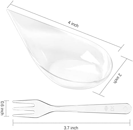 Toflen 100ct 4 polegadas Mini Placas de aperitivo com garfos de degustação - Partema de plástico transparente reutilizável que