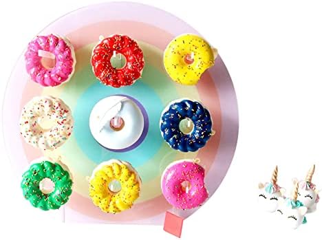 Display de donuts de acrílico Stand Rainbow Donut Stand para exibir 9 donuts para decorações de festa de donuts de chuveiros de bebê festa de aniversário, redonda