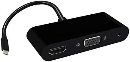 Adaptador de áudio USB C a HDMI VGA, 3-in-1 USB 3.0 Tipo C a 4K HDMI 1080P VGA Digital AD Adaptador, 4K Tipo C Dongle Dual Video Converter compatível com MacBook Pro 2017, Samsung S8/S8+