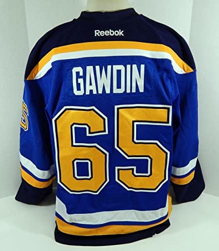 2015-16 St. Louis Blues Glenn Gawdin 65 Jogo emitido Blue Jersey DP12065 - Jogo usado NHL Jerseys