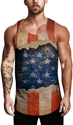 XXBR 4 de julho Dia da independência do dia EUA Sinalizador sem mangas T-shirts ginástica colete de fitness para homens, tanque