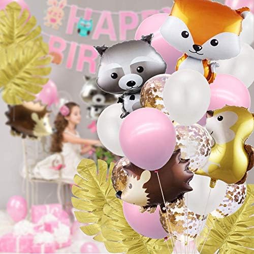 Chá de bebê da floresta | Decorações de festa de Bambi | Animais da floresta rosa Tema Kids Birthday | Wild One Creaturas