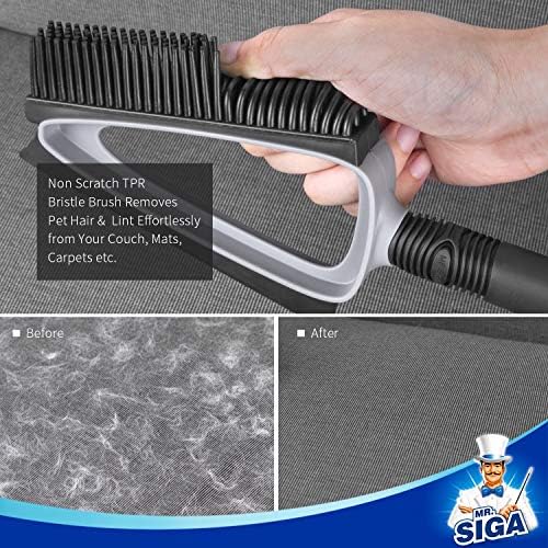 Mr.Siga TPR Bristles Brush & Squeegee com combinação de lixo, lixo e pincel, cinza e preto, 1 conjunto