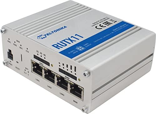 Teltonika RUTX11000000 Router celular industrial Dual-SIM/Wi-Fi; Para uso com a Europa, Oriente Médio, África, APAC Brasil, Chile, Malásia e operadores da Austrália apenas