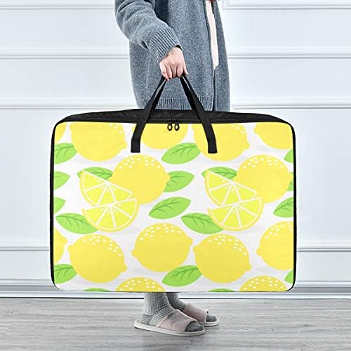 N/ A Bolsa de armazenamento de grande capacidade para baixo - Summer Fruit Lemon Decort Decoration Zipper College Moving Tote