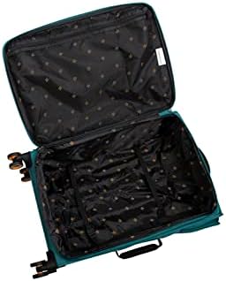 Bagagem de bagagem simultânea 3 peças Softside 8 Wheel Spinner expansível Conjunto, porto azul, 3 pc