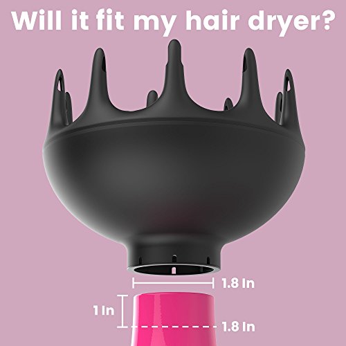 Xtava Black Orchid Hair Difusor - Para secadores de cabelo com bico de 1,8 polegada de diâmetro